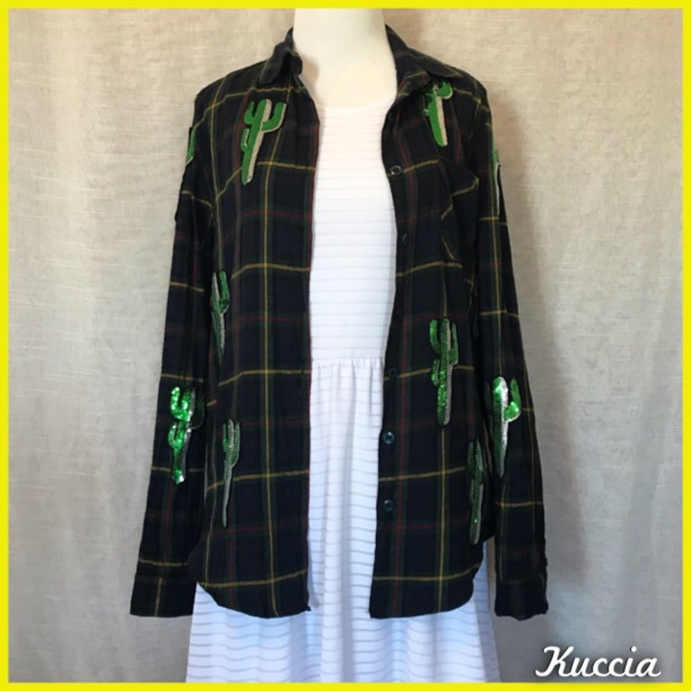 Kuccia Sequin Cactus Flannel